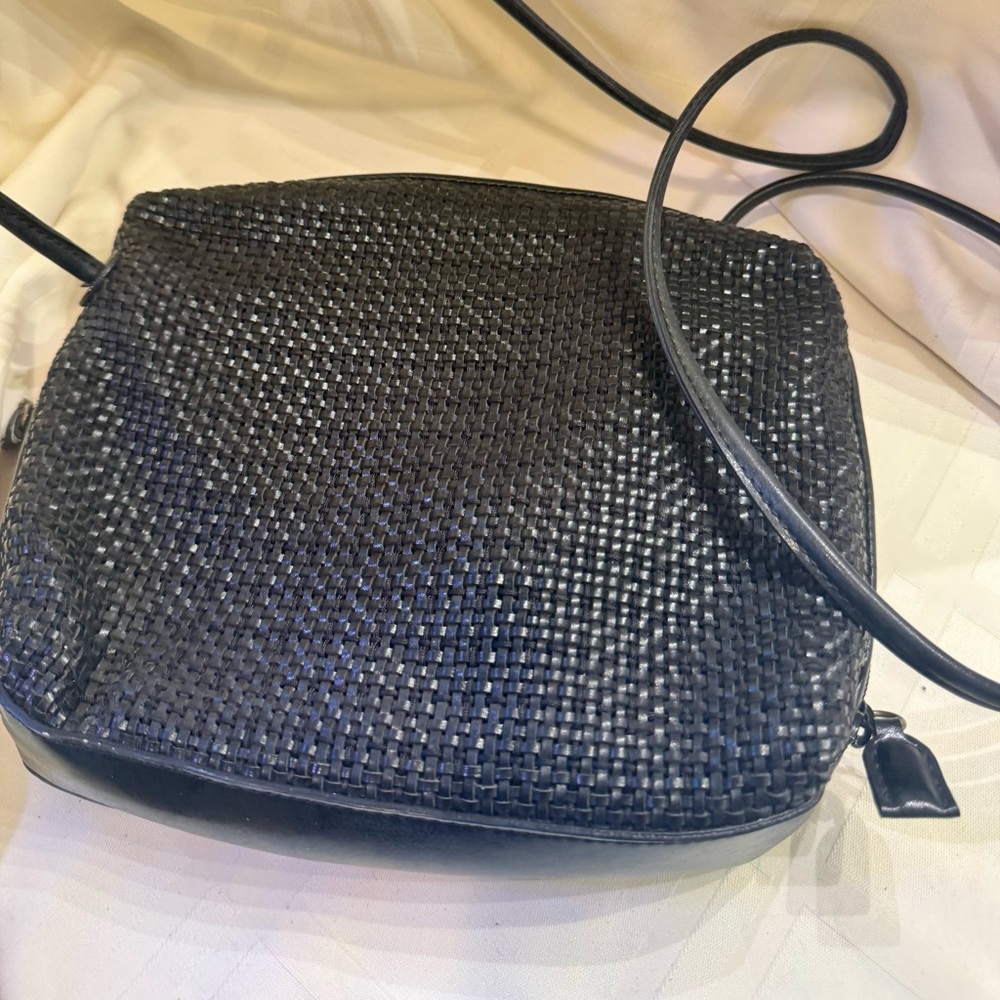 Vintage Nine West Black Woven Crossbody Bag